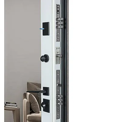 Вхідні Двері Термоультра (квадро) Securemme 546/607 Роксі антрацит/Біла шагрень дзеркало Булат-4