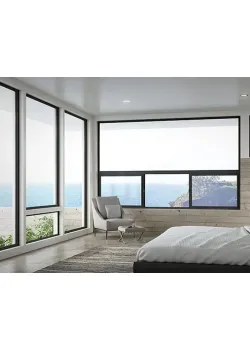 Алюминиевое окно Schüco AWS 75.SI + с повышенной теплоизоляцией панорамное глухое 2400*1200 мм чорный матовый RAL 9005