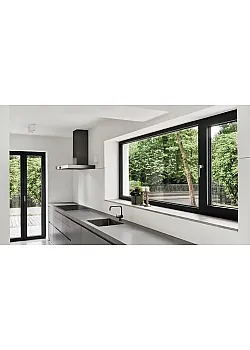 Алюмінієве вікно Schüco AWS 75.SI + з підвищеною теплоізоляцією панорамне глухе 3000*2000 мм чорний матовий RAL 9005