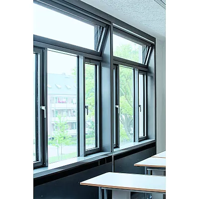 Алюминиевое окно Schüco AWS 90.SI+ с повышенной теплоизоляцией панорамное глухое 2000*2500 мм антрацит-0