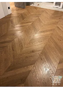 Инженерная доска Шен ДУБ Французская ёлочка 100 мм Натур