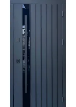 Двери Стрит Арт металл Антрацит 7021 краска/МДФ белое дерево Vinorit 3К "Qdoors"