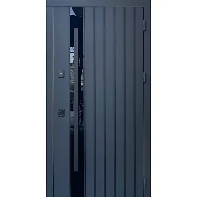 Вхідні Двері Стріт Арт метал Антрацит 7021 фарба/МДФ біле дерево Vinorit 3К "Qdoors"-0