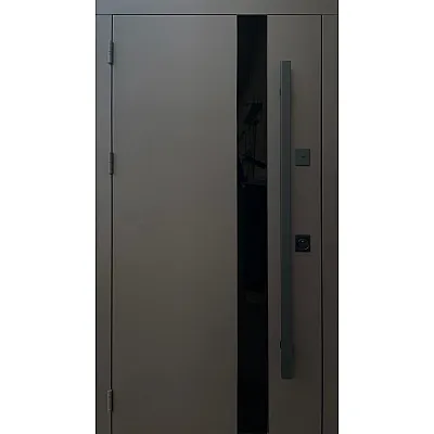 Вхідні Двері Стріт Елегант метал пісок 8019 фарба, декор лакобель МДФ біла шагрень Vinorit 3K "Qdoors"-0