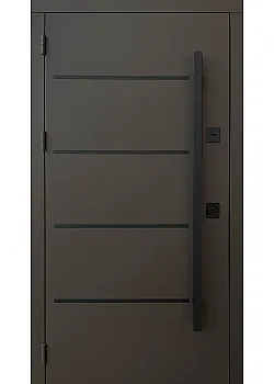 Двери Стрит Горизонт металл песок 8019 краска, декор молдинг МДФ дуб темный Vinorit 3К "Qdoors"