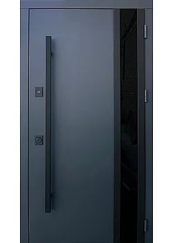 Двери Стрит Спейс металл Антрацит 7021 краска/МДФ белая шагрень Vinorit 3К "Qdoors"
