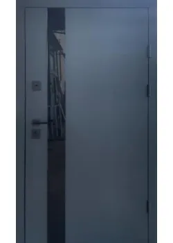 Двери Стрит Элегант металл Антрацит 7021 краска, декор лакобель/МДФ белая шагрень Vinorit 2К "Qdoors"