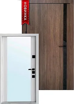 Двери Авангард Галант-Ак дуб табак белая эмаль+зеркало "Qdoors"