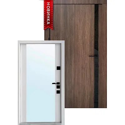 Вхідні Двері Авангард Галант-Ак дуб табак біла емаль+дзеркало "Qdoors"-0