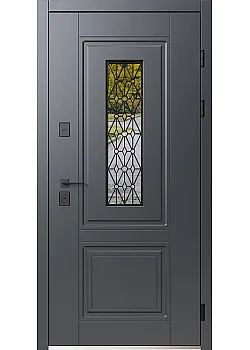 Двері Геліос ArWood RAL 7016/ПВХ біле дерево Sarmak