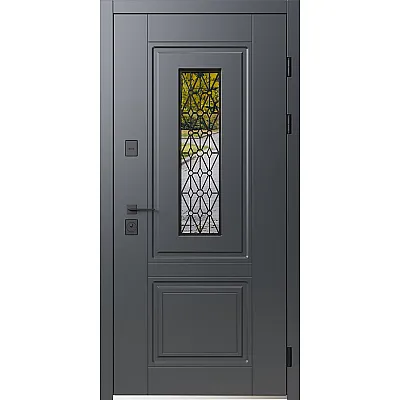 Вхідні Двері Геліос ArWood RAL 7016/ПВХ біле дерево Sarmak-0