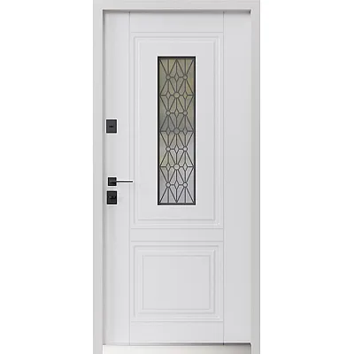 Вхідні Двері Геліос ArWood RAL 7016/ПВХ біле дерево Sarmak-1