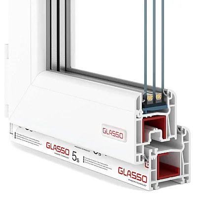 Металлопластиковое окно Glasso 5S одностворчатое поворотно-откидное 1000 x 900 мм-1