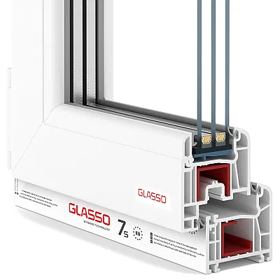 Балконный блок Glasso 7S с двухстворчатым окном и поворотно-откидной створкой 1900 x 2000 мм-1