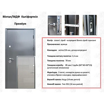 Вхідні Двері Метал-МДФ Каліфорнія Redfort-5
