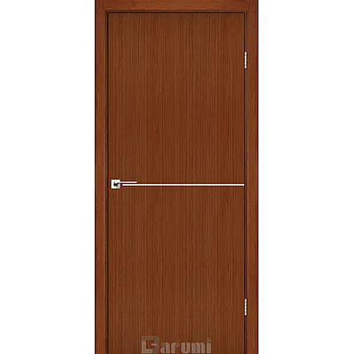Межкомнатные Двери Plato Line PTL-03 орех роял (декор с алюминия цвета никель) Darumi Ламинатин-0