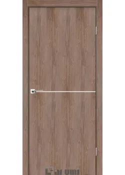 Двери Plato Line PTL-03 орех бургун (декор с алюминия цвета никель) Darumi