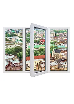 Металлопластиковое окно Steko S700 трёхстворчатое с поворотно-откидной створкой 1900 x 1300 мм
