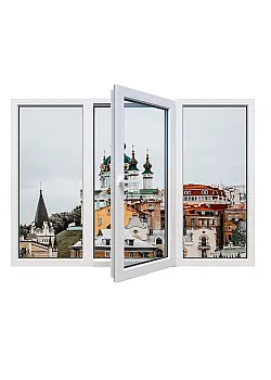 Металлопластиковое окно Veka Softline трёхстворчатое с поворотно-откидной створкой 1900 x 1300 мм