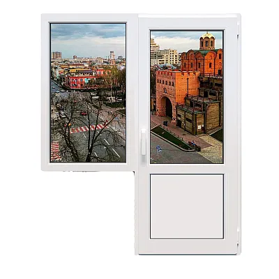 Балконный блок Aluplast Ideal 2000 с глухим окном и поворотно-откидной дверью 1800 x 2100 мм-0