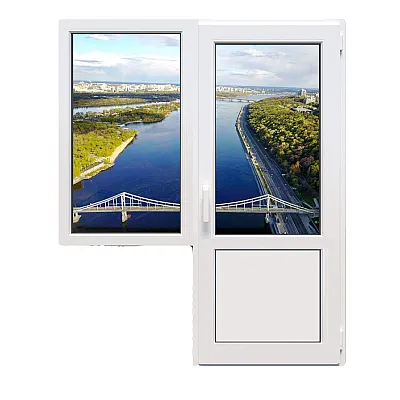 Балконный блок Glasso 85 с глухим окном и поворотно-откидной дверью 1800 x 2100 мм-0