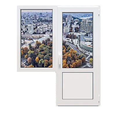 Балконный блок Viknaland 85Pro с глухим окном и поворотно-откидной дверью 1800 x 2100 мм-0