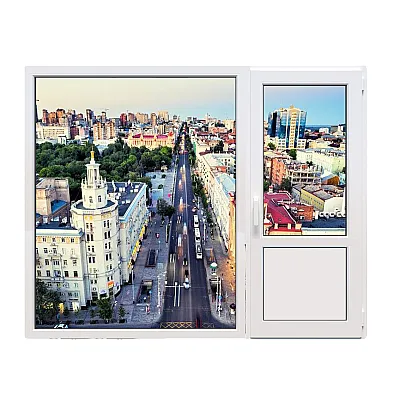 Балконный блок Salamander BluEvolution 82 с глухим панорамным окном в пол 2100 x 2000 мм-0