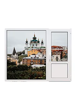 Балконний блок Veka Softline з глухим панорамним вікном до підлоги 2100 x 2000 мм