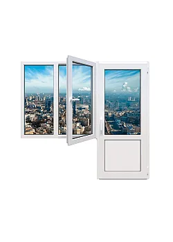 Балконний блок Veka Softline 82 з двостулковим вікном і поворотно-відкидною стулкою 1900 x 2000 мм