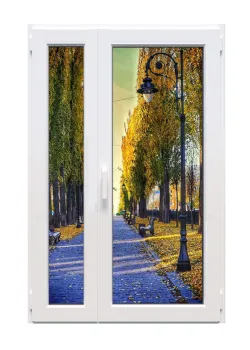 Металопластикові двері Glasso 5S полуторні з поворотно-відкидною стулкою 1200 x 2100 мм