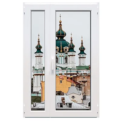 Металлопластиковые двери Veka Softline полуторные с поворотно-откидной створкой 1200 x 2100 мм-0
