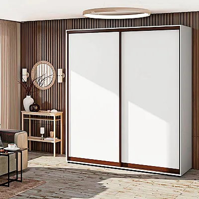 Шкаф купе 200 см Комфорт "ДСП" двухдверный цвет белый-0