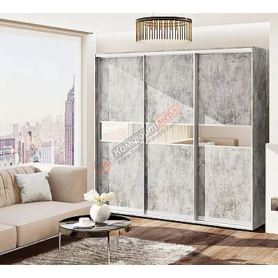 Шафа-купе 2100 мм "Модель 2" 3 дверна бетон-0