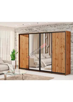 Шафа купе 4.0 метра "ДСП" з дзеркалом 4 дверна дуб золотий