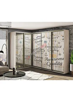 Шафа-купе "Дзеркало" кутова з фотодруком світла