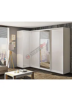 Шафа-купе "ДСП" кутова з дзеркалом білого кольору
