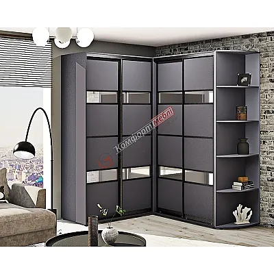 Шафа-купе "Модель 5" кутова темно-сірий-0