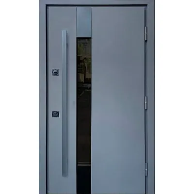 Входные Двери Стронг Термикс антрацит/белый атлас длинная ручка Vinorit "Qdoors"-0