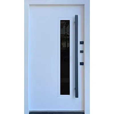 Входные Двери Стронг Термикс антрацит/белый атлас длинная ручка Vinorit "Qdoors"-1