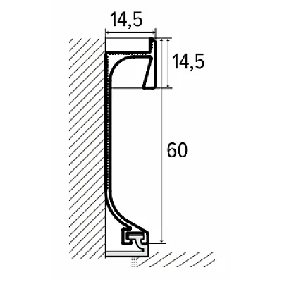 Плинтус алюминиевый скрытого монтажа с LED подсветкой 60х14,5х2700 ALU-SL60 RAL Kluchuk-2