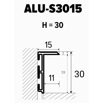 Плінтус алюмініевий прихованого монтажу 30х15х2700 мм ALU-S3015 (Без покриття) Kluchuk-4