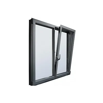 Алюминиевое окно KMD 70 двухстворчатое с поворотно-откидной створкой 1500 x 1400 мм-1