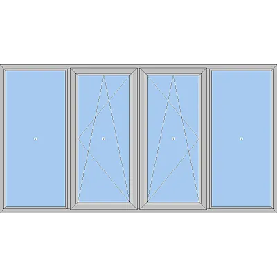 Алюмінієве вікно KMD 70 чотиристулкове з двома поворотно-відкидними стулками 2600 x 1300 мм-1