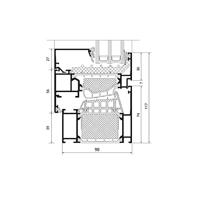 Алюминиевое окно Schüco AWS 90.SI+ с повышенной теплоизоляцией панорамное глухое 2200*2400 мм-1