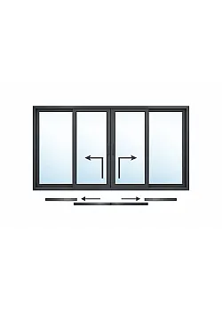 Алюминиевая подъемно-раздвижная система Schüco ASE 70.HI с теплоизоляцией 3200*1800 антрацит RAL 7016