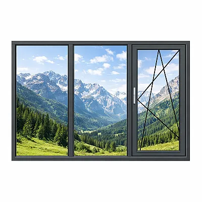 Алюминиевое окно Reynaers CS 77 с повышеной теплоизоляцией поворотно-откидное 3200*1700 мм-0