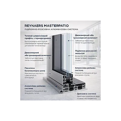 Алюминиевая подъемно раздвижная система Reynaers MasterPatio с теплоизоляцией 4000*2000 мм-1