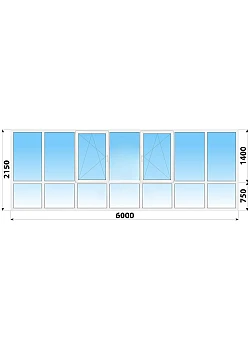 Панорамные металлопластиковые окна WDS 7S 6000x2150 мм