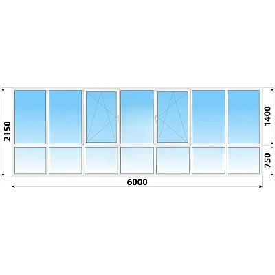 Панорамные металлопластиковые окна WDS 7S 6000x2150 мм-0