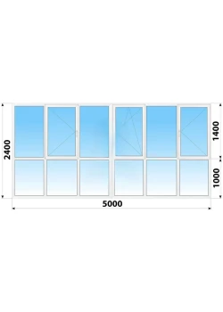 Панорамные металлопластиковые окна WDS 7S 5000x2400 мм